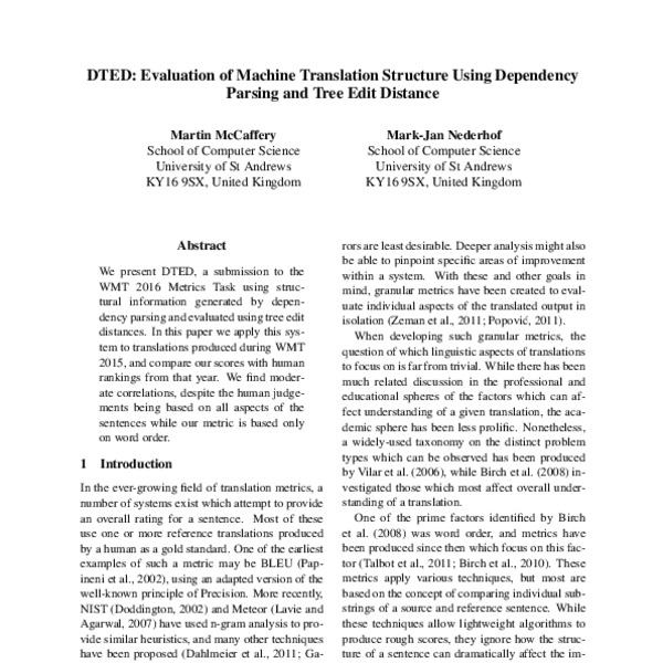 DTED: Evaluation of Machine Translation Structure Using Dependency ...