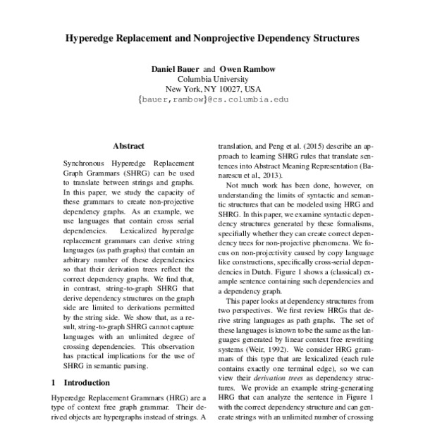 Hyperedge Replacement and Nonprojective Dependency Structures - ACL ...