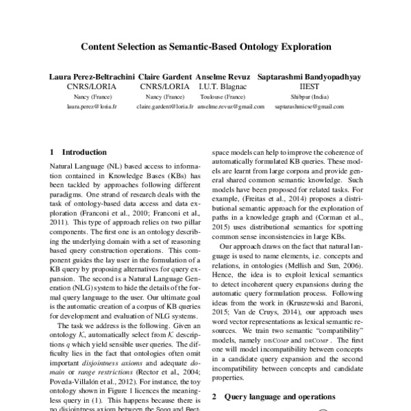 Content Selection As Semantic-based Ontology Exploration - ACL Anthology