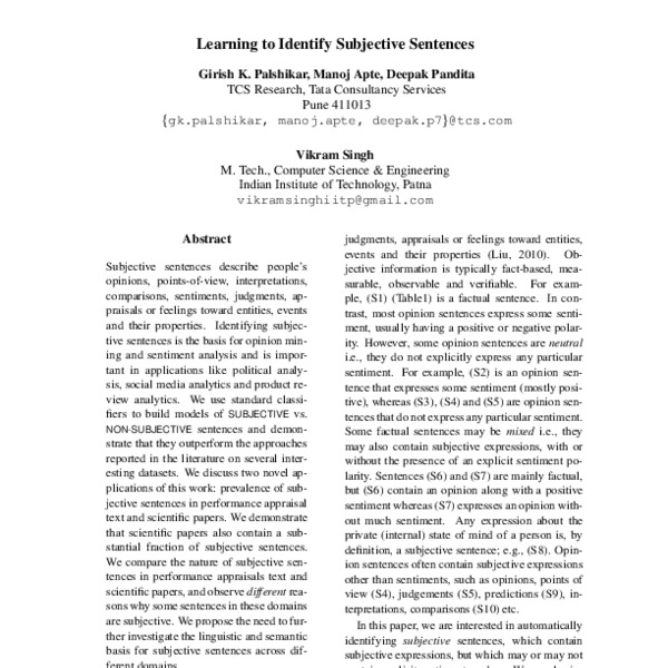 Learning to Identify Subjective Sentences - ACL Anthology