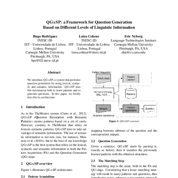 QGASP: a Framework for Question Generation Based on Different Levels of ...