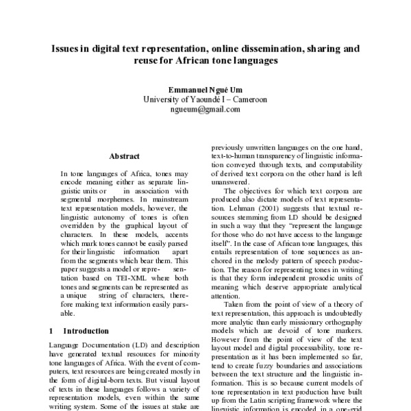 Issues in digital text representation, on-line dissemination, sharing ...