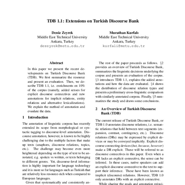 TDB 1 1 Extensions On Turkish Discourse Bank ACL Anthology