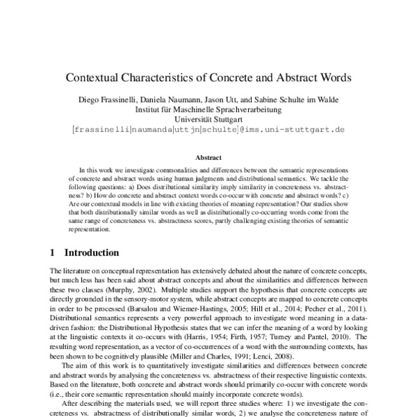 Contextual Characteristics of Concrete and Abstract Words - ACL Anthology