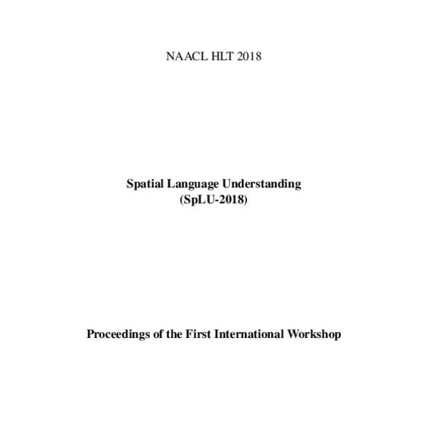Proceedings of the First International Workshop on Spatial Language ...