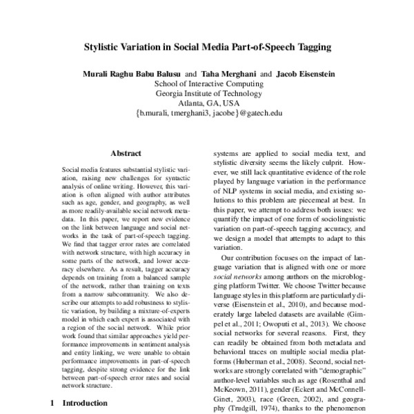 stylistic-variation-in-social-media-part-of-speech-tagging-acl-anthology