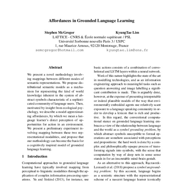 Affordances in Grounded Language Learning - ACL Anthology