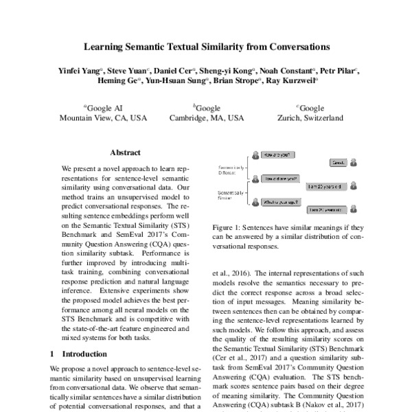 Learning Semantic Textual Similarity from Conversations - ACL Anthology