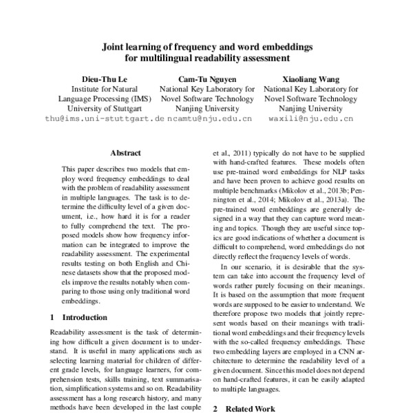 Joint learning of frequency and word embeddings for multilingual ...