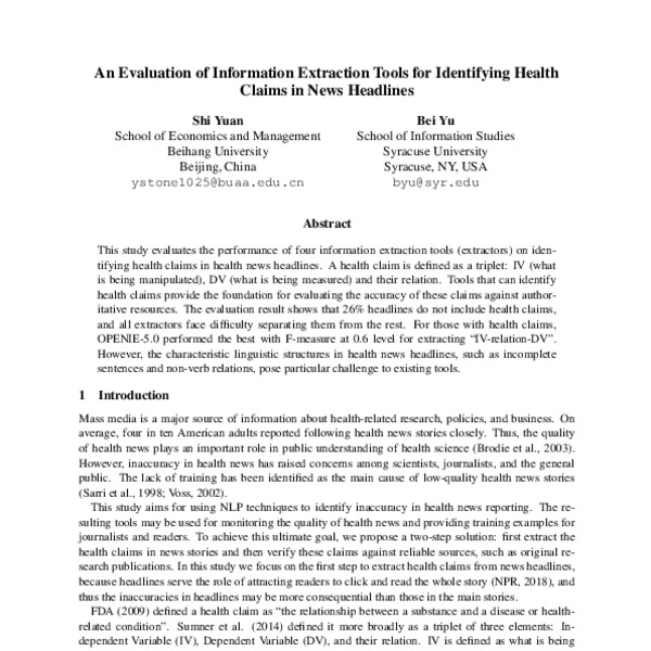 An Evaluation of Information Extraction Tools for Identifying Health ...