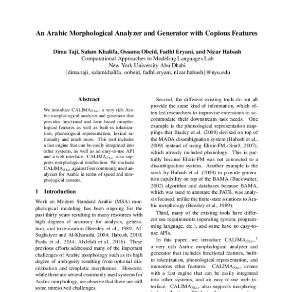 An Arabic Morphological Analyzer and Generator with Copious Features ...