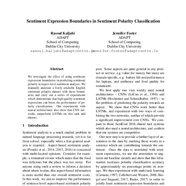 Sentiment Expression Boundaries in Sentiment Polarity Classification ...