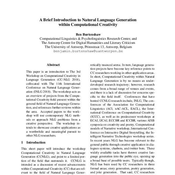 A Brief Introduction to Natural Language Generation within ...