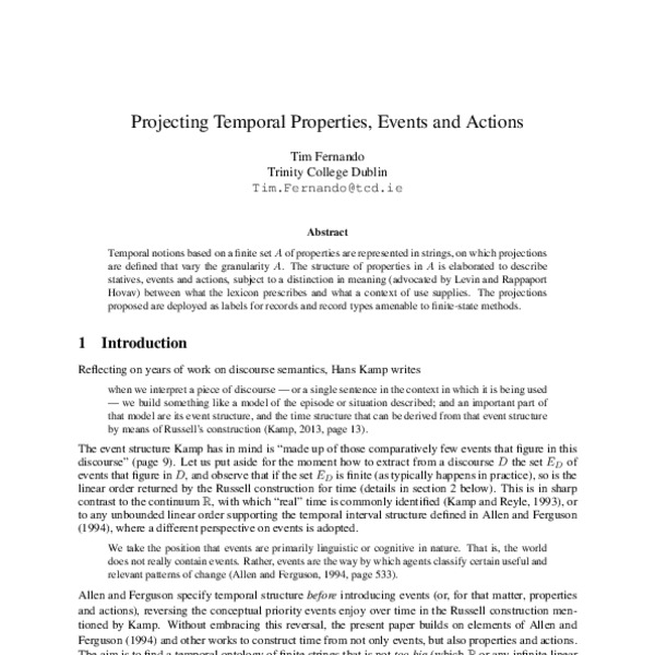 Projecting Temporal Properties, Events and Actions - ACL Anthology