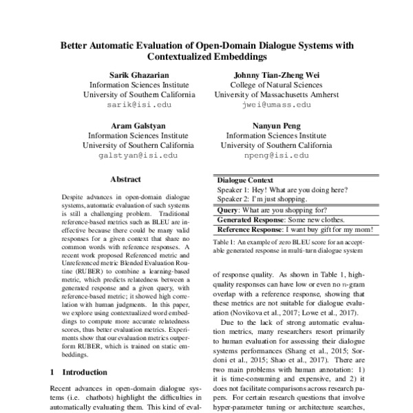 Better Automatic Evaluation of Open-Domain Dialogue Systems with ...