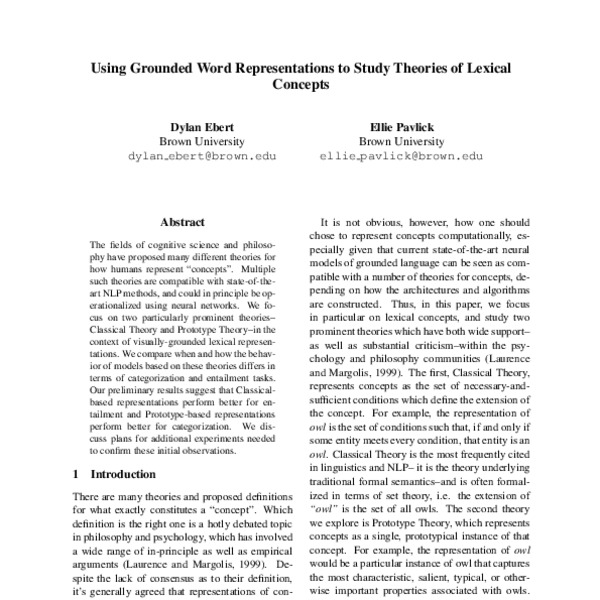 Using Grounded Word Representations to Study Theories of Lexical Concepts ACL Anthology