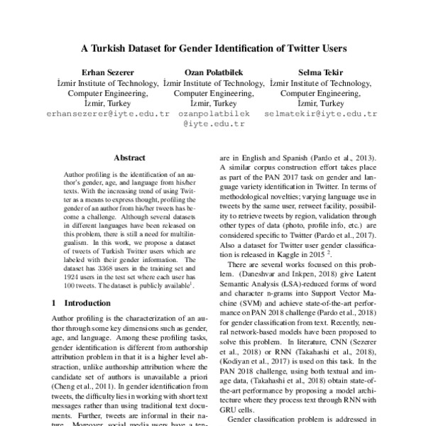 A Turkish Dataset for Gender Identification of Twitter Users ACL