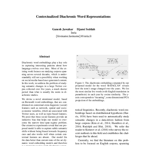 Contextualized Diachronic Word Representations - ACL Anthology