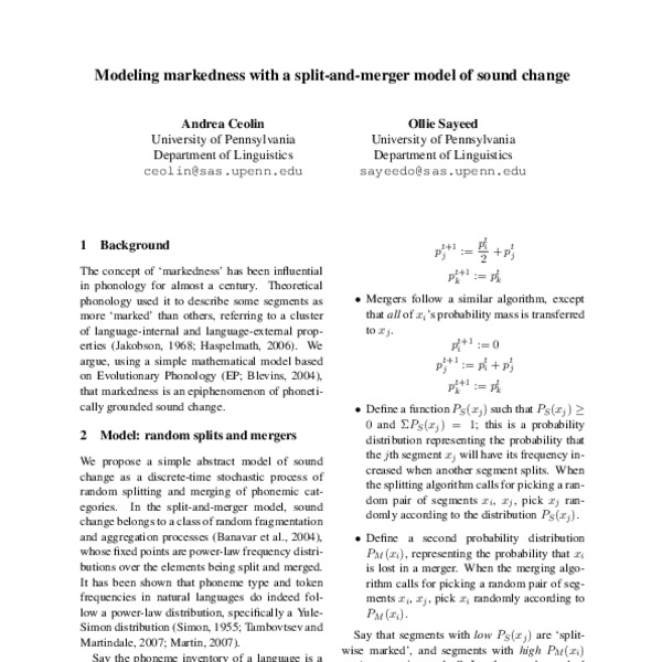 Modeling Markedness with a Split-and-Merger Model of Sound Change - ACL ...