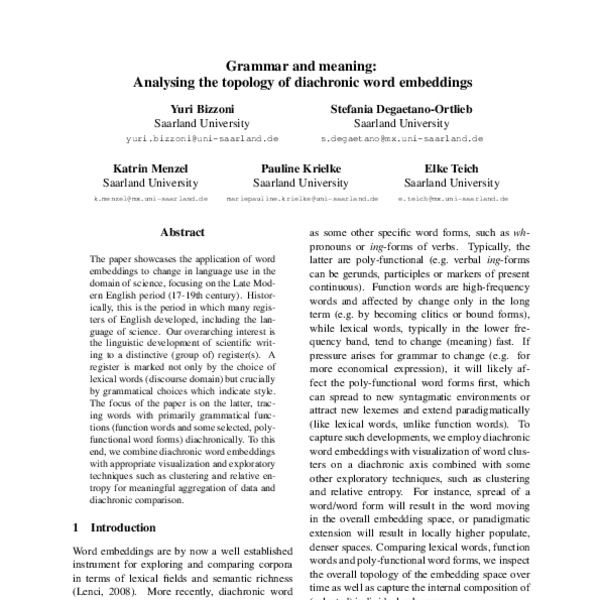 Grammar and Meaning: Analysing the Topology of Diachronic Word ...
