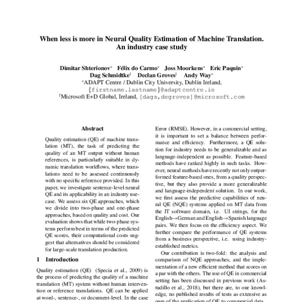 When less is more in Neural Quality Estimation of Machine Translation ...