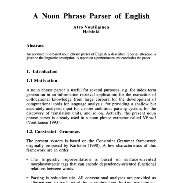 A Noun Phrase Parser Of English Acl Anthology