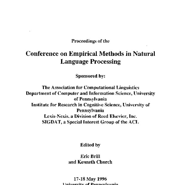 Conference on Empirical Methods in Natural Language Processing - ACL ...