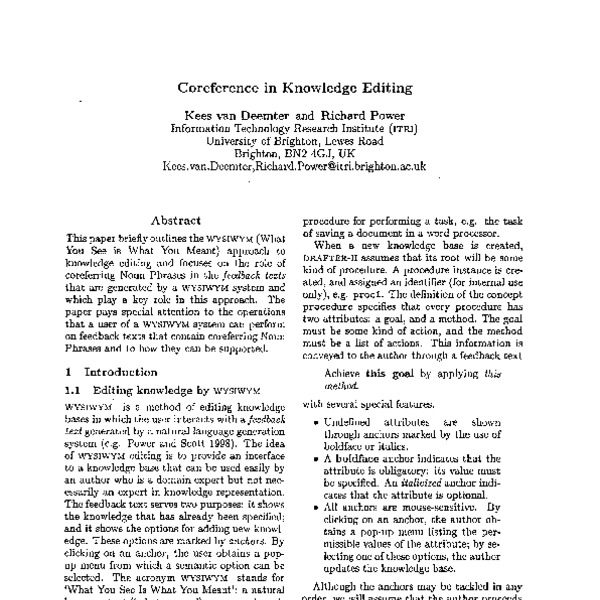 Coreference in Knowledge Editing - ACL Anthology