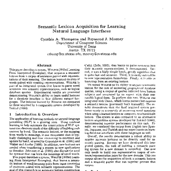 Semantic Lexicon Acquisition for Learning Natural Language Interfaces ...