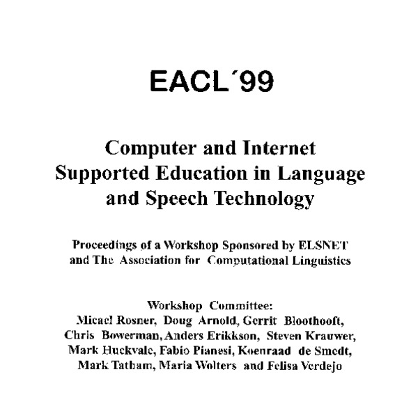EACL 1999: Computer and Internet Supported Education in Language and ...