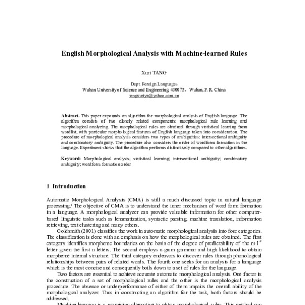 English Morphological Analysis with Machine-learned Rules - ACL Anthology