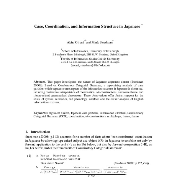 Case, Coordination, and Information Structure in Japanese - ACL Anthology