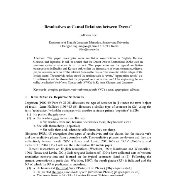 Resultatives as Causal Relations between Events - ACL Anthology