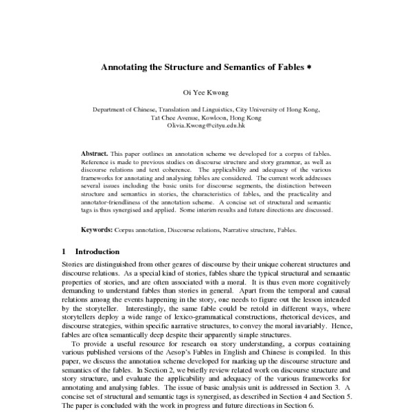 Annotating the Structure and Semantics of Fables - ACL Anthology